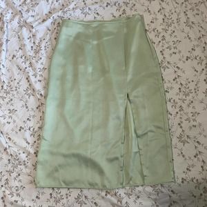 Abercrombie and fitch light green satin midi skirt